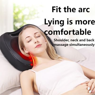 Eletrônico Shiatsu pescoço ombro traseiro almofada de massagem profunda com rolamento de guincho calor 8W massagista