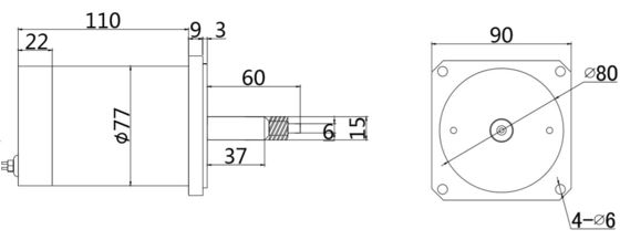 Motor de corrente contínua escovado de 24 V 100 W para máquinas industriais negras