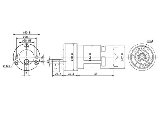 Motor de escova de corrente contínua de 12 V de grande torque 75 dB 42 mm com eficiência e direção de rotação IE 1