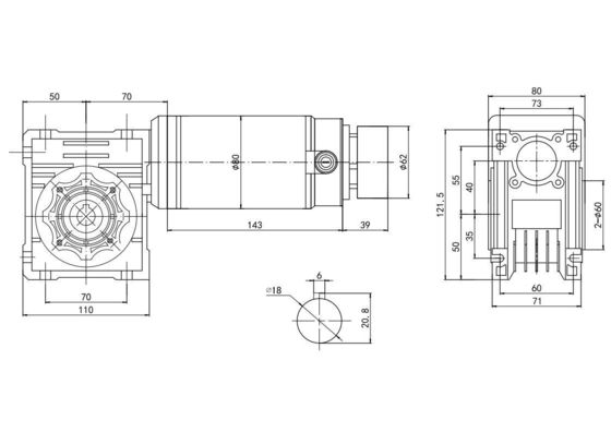 80mm 250W/300W High Torque Worm Gear Motor Elétrico DC 12V 24V para Máquina de Ângulo Direito