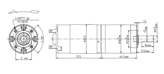 12V/24V 42mm 32W/40W Engrenagem planetária de eixo longo Motor elétrico DC