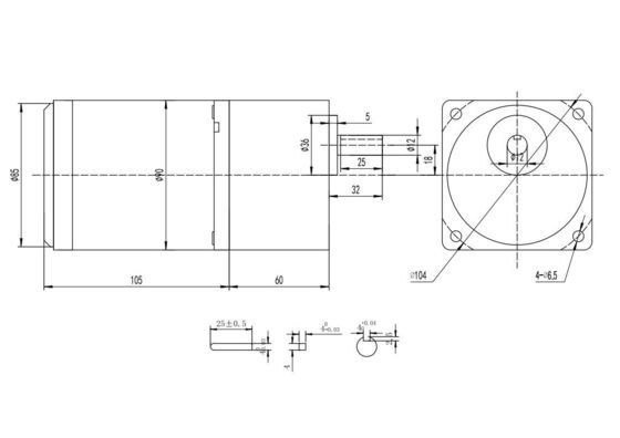 Velocidade ajustável 60mm 24v 5w Motor de corrente contínua escovado fácil de operar YLP 80BL-154-3