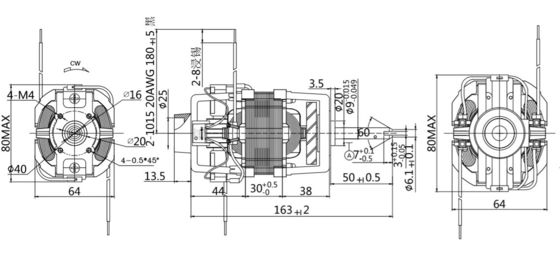 110W 12000rpm 220V Motor AC Universal 76mm Fase Única 70dB Motor Elétrico com 76mm