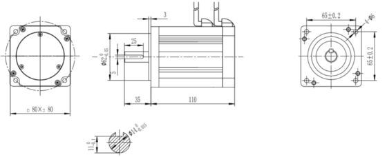 Motor elétrico DC sem escovas de 80 mm com rolamento de esferas 48V 220W YLP 80BL-154-3