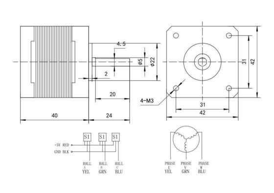 24v 40W Motor sem escovas Máquina profissional 3000rpm Motor de esteira elétrica DC
