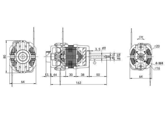 Máquina de esteira profissional motor AC 76mm com eixo personalizado 9000rpm 110v 220v