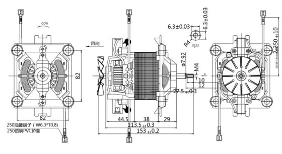 Motor assíncrono 88mm 110w 110v 10000rpm Motor elétrico AC de rolamento de bolas de alto binário