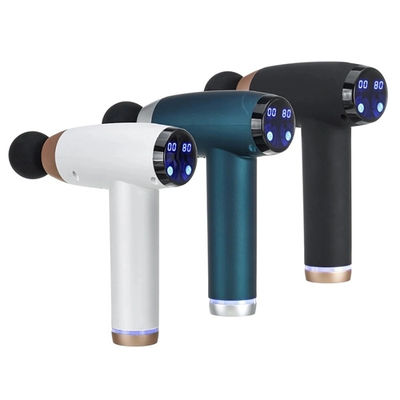 Pistola de massagem elétrica de tecido profundo com 6 cabeças, 30 velocidades e tela LCD e carregamento USB 1 kg