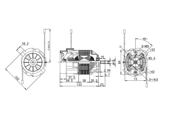 220w 230v AC Universal Motor 93mm Motor de esteira com motor sincrono não indutivo